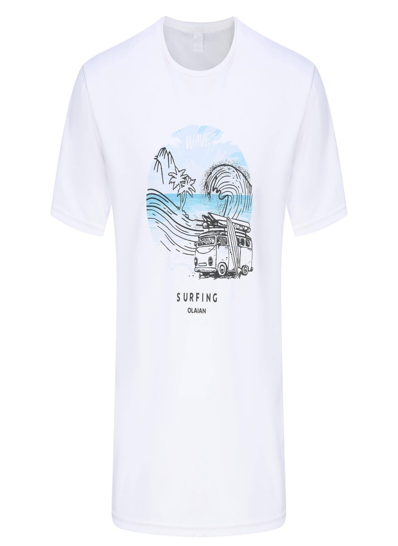 OLAIAN OLAIAN by DECATHLON, Men’s surfing sun protection T-shirt beach white  - Image 3