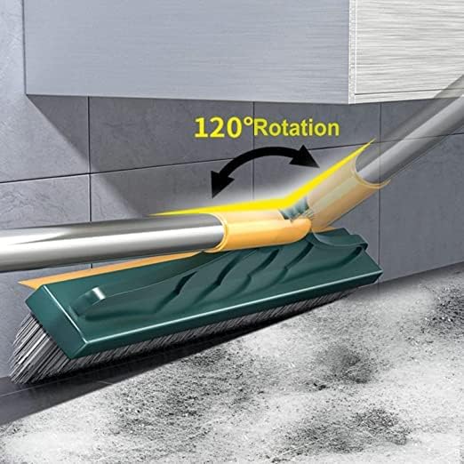 ASHGUJ 2 in 1 Bathroom Cleaning Brush with Wiper, 120° Rotate, Long Handle, Tiles Cleaning  - Image 3