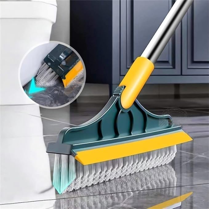 ASHGUJ 2 in 1 Bathroom Cleaning Brush with Wiper, 120° Rotate, Long Handle, Tiles Cleaning  - Image 1