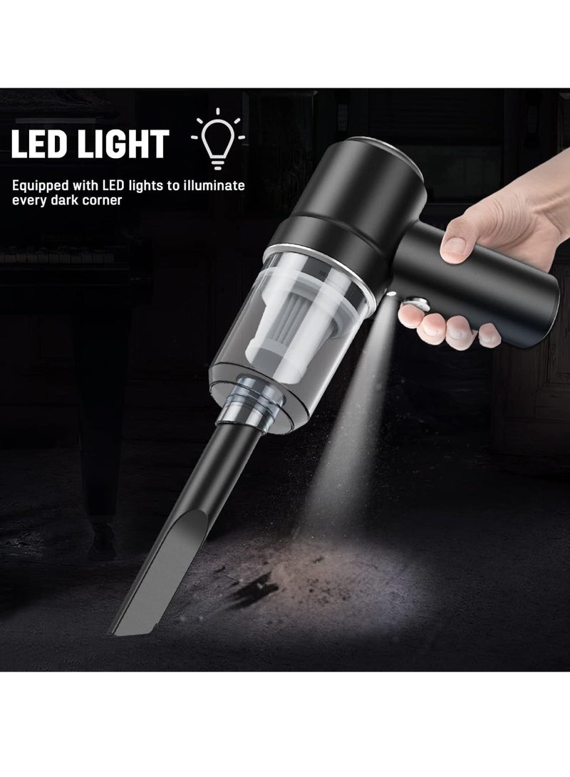 SYOSI مكنسة كهربائية لاسلكية صغيرة محمولة باليد مكنسة كهربائية صغيرة للسيارة مع منفاخ هواء كهربائي LED 2 في 1 مكنسة كهربائية محمولة قابلة لإعادة الشحن للمنزل والمكتب وتنظيف السيارة - Image 5