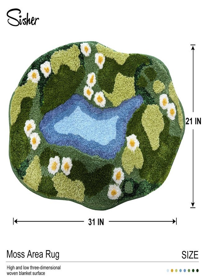 Sisher Cute Green Floral Area Rugs,Moss Bath Mat Soft Absorbent Bath mat Boho Bathroom Decor Moss Rugs for Bedroom and Kitchen Non Slip 3D Rug 31"×21" - Image 5