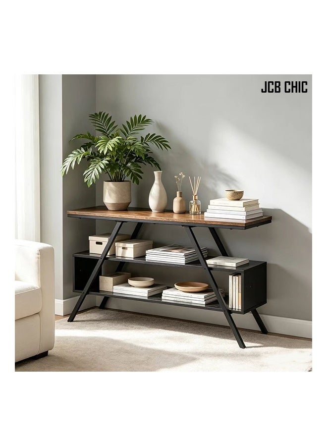 JCB CHIC طاولة كونسول صناعية، طاولة مدخل ذات 3 مستويات مع أرفف تخزين مفتوحة، طاولة جانبية للأريكة بإطار معدني ثابت على شكل حرف A، خزانة تخزين متعددة الوظائف، رف تخزين للمدخل مناسب للممر والشقة والخزانة - Image 1