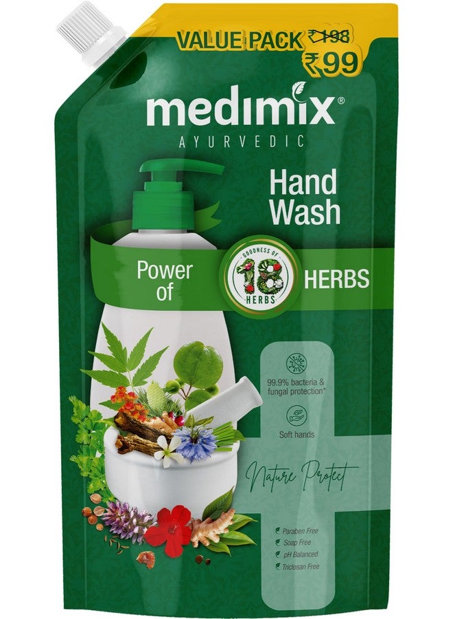 Medimix Medimix Ayurvedic 18 Herbs Hand Wash Refill For Soft & Odour-Free Hands 675ml | 99.9% Germ Protection | Shop Herbal | Natural | Soap-free | 100% Vegan