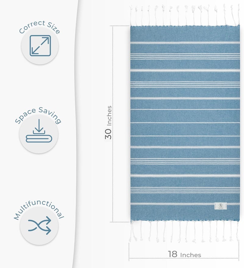 Ossano Decorative Turkish Hand Towels - Thin & Large - Set of 2 (30" x 18") - for Kitchen & Bathroom - Multifunctional as - Dish Drying Towel for Kitchen, Dish Cloths - Turquoise - Image 4