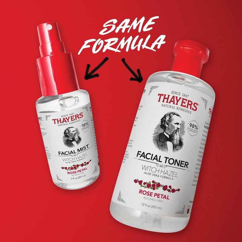 Thayers Alcohol-Free Witch Hazel Facial Mist Toner with Aloe Vera, Rose Petal, Soothing and Hydrating, for All Skin Types, Trial Size, 3 oz - Image 3