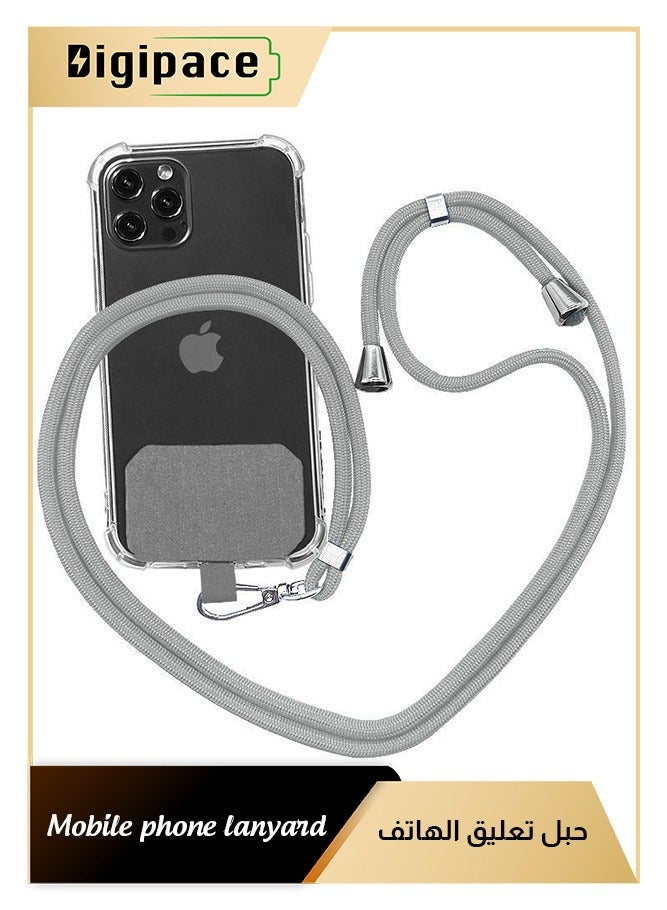 Phone Lanyard, Universal Crossbody Cell Phone Lanyards, Multifunctional Nylon Patch Adjustable Shoulder Neck Strap Compatible with Most Smartphones(Grey)  - Image 1