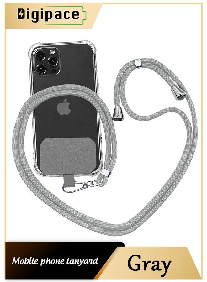 Digipace Universal Phone Lanyard, Multifunctional Nylon Adjustable Neck Strap, Crossbody Shoulder Strap for Most Smartphones (Grey) - Image 1