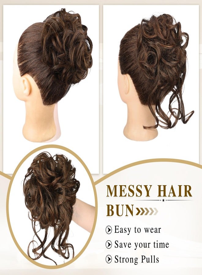 أتش أم دي قطعتان من وصلات الشعر على شكل كعكة فوضوية من HMD، شعر مجعد ومموج مع ربطة شعر مطاطية، كعكة شعر صناعية مرفوعة، ربطات شعر صناعية للنساء - Image 4