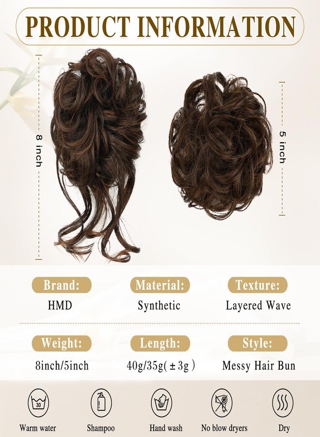 أتش أم دي قطعتان من وصلات الشعر على شكل كعكة فوضوية من HMD، شعر مجعد ومموج مع ربطة شعر مطاطية، كعكة شعر صناعية مرفوعة، ربطات شعر صناعية للنساء - Image 3
