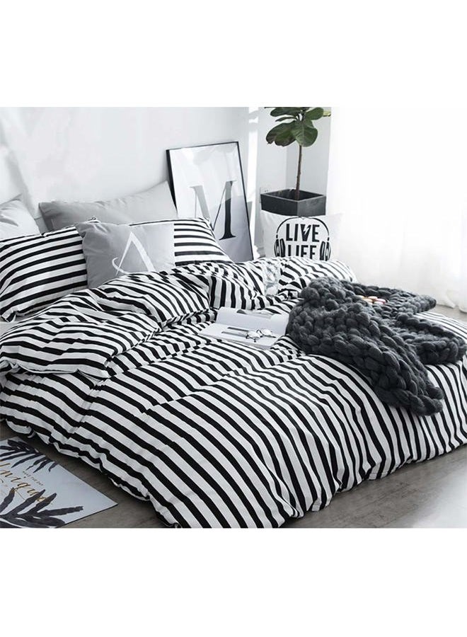 KAREVER White Black Stripes Comforter Set King Women Bedding Set Soft Durable White Striated Bedding Set - Image 2