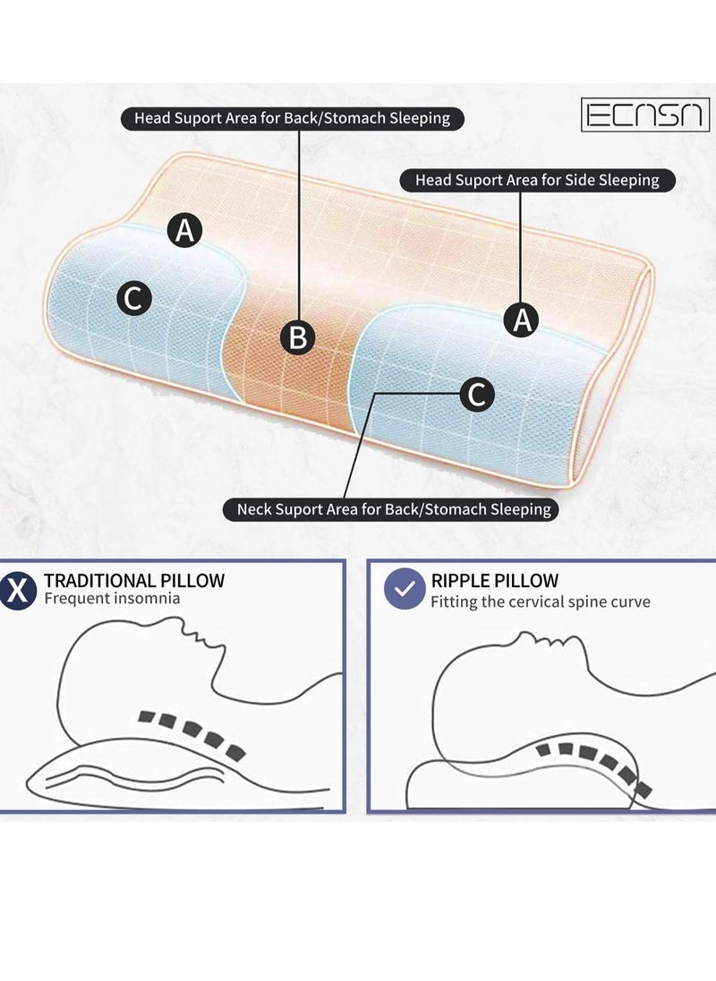 ELTRAZONE - Memory Foam Neck Pillow, Contour Memory Foam Side and Back Sleepers Bed Pillow- Sleeping Pillows for Adults - Image 1