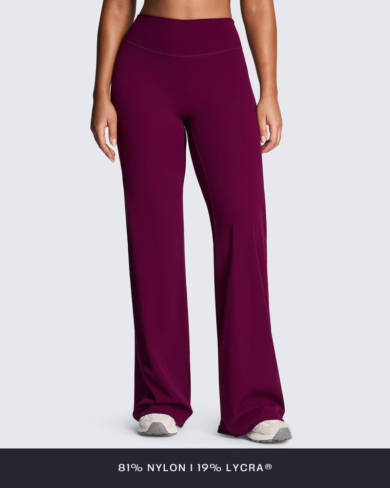 Aoxjox Women's Workout Athlenza Straight Leg Bottoms High Waist Lumastretchâ„¢ Gym Yoga Pants 35" (Burgundy, Medium) - Image 3
