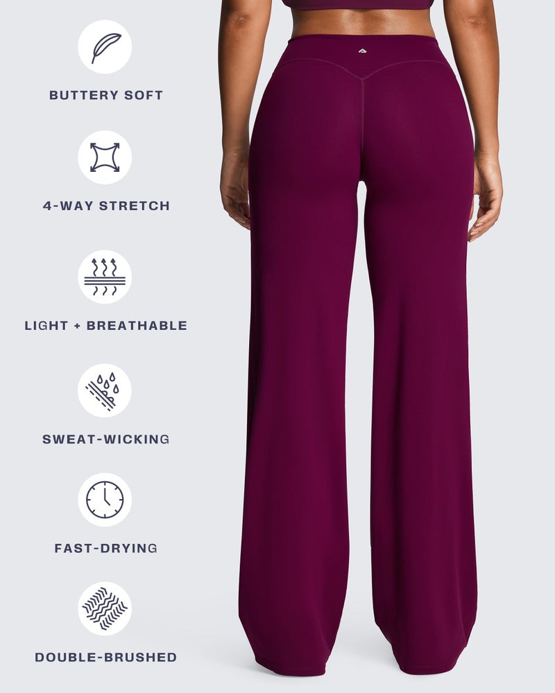 Aoxjox Women's Workout Athlenza Straight Leg Bottoms High Waist Lumastretchâ„¢ Gym Yoga Pants 35" (Burgundy, Medium) - Image 4