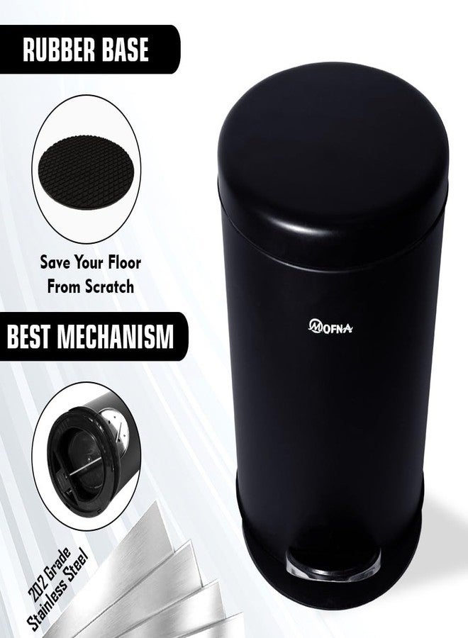mofna Stainless Steel Plain Dustbin with Pedal, Trash Can, Wastebasket, Garbage Bin for Home, Office, Bathroom, Bedroom, Toilet, Outdoor, Indoor and Kitchen, (7x10 In -5 Liter, Black), Pack of 1 - Image 3