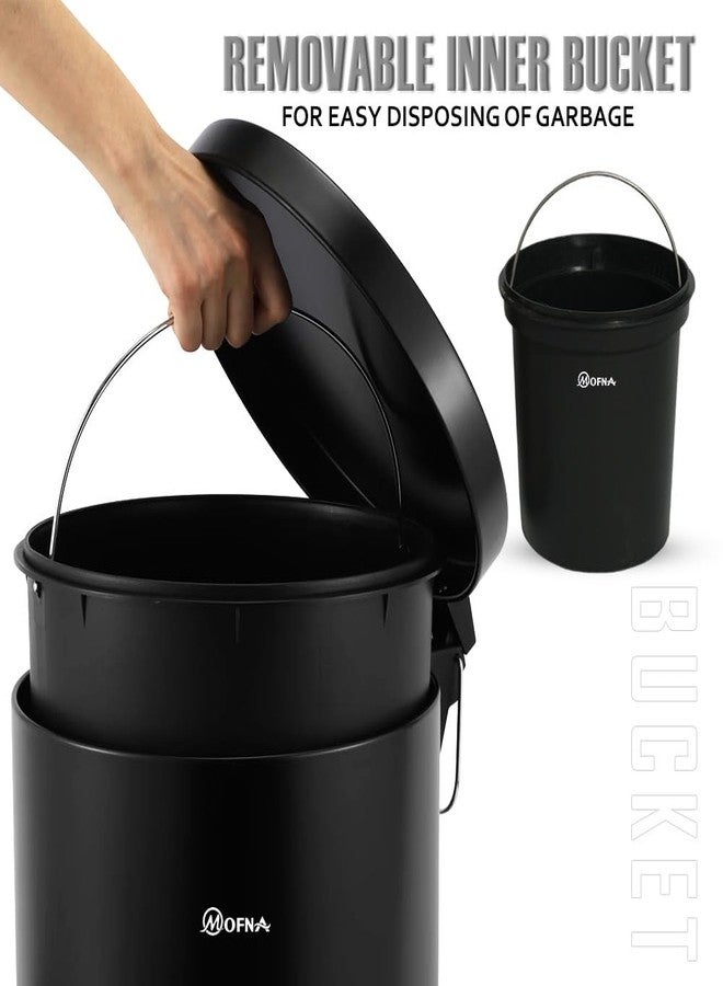 mofna Stainless Steel Plain Dustbin with Pedal, Trash Can, Wastebasket, Garbage Bin for Home, Office, Bathroom, Bedroom, Toilet, Outdoor, Indoor and Kitchen, (7x10 In -5 Liter, Black), Pack of 1 - Image 5