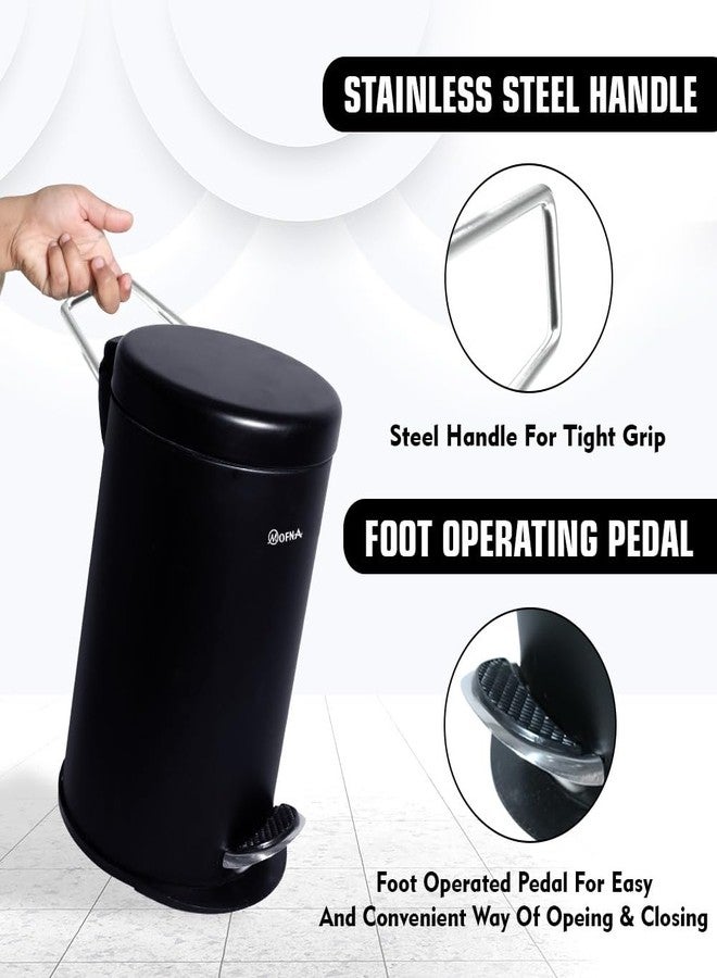 mofna Stainless Steel Plain Dustbin with Pedal, Trash Can, Wastebasket, Garbage Bin for Home, Office, Bathroom, Bedroom, Toilet, Outdoor, Indoor and Kitchen, (7x10 In -5 Liter, Black), Pack of 1 - Image 4