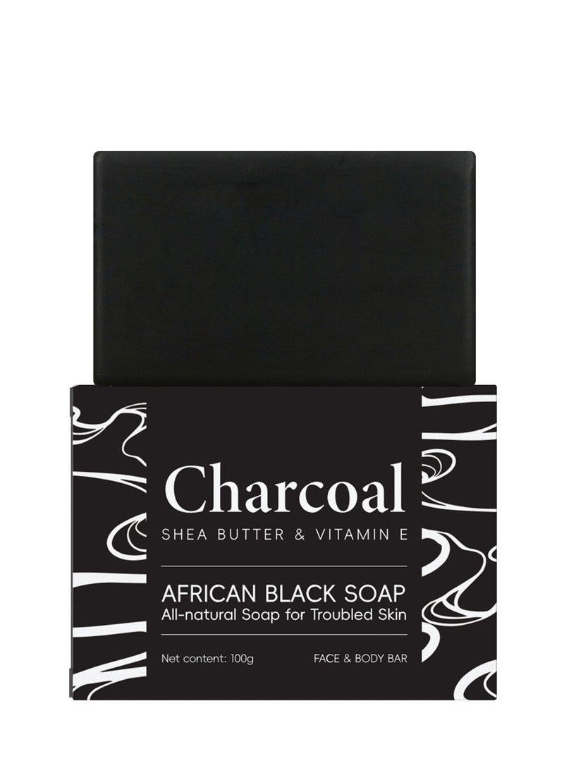 RUKYU - Organic African Black Soap, African Bamboo Charcoal Black Soap, Handmade Soap , Bath Soap for Body Cleansing, Hand and Face Washing (100gram) - Image 1