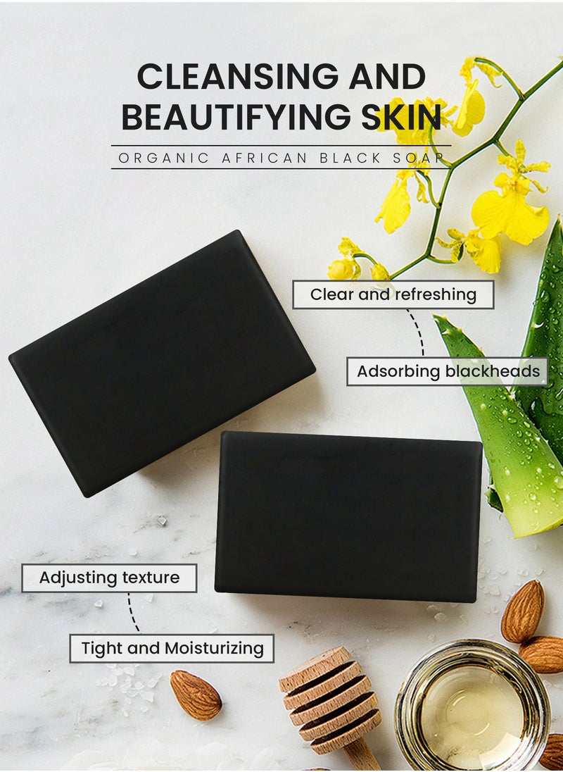 RUKYU - Organic African Black Soap, African Bamboo Charcoal Black Soap, Handmade Soap , Bath Soap for Body Cleansing, Hand and Face Washing (100gram) - Image 1