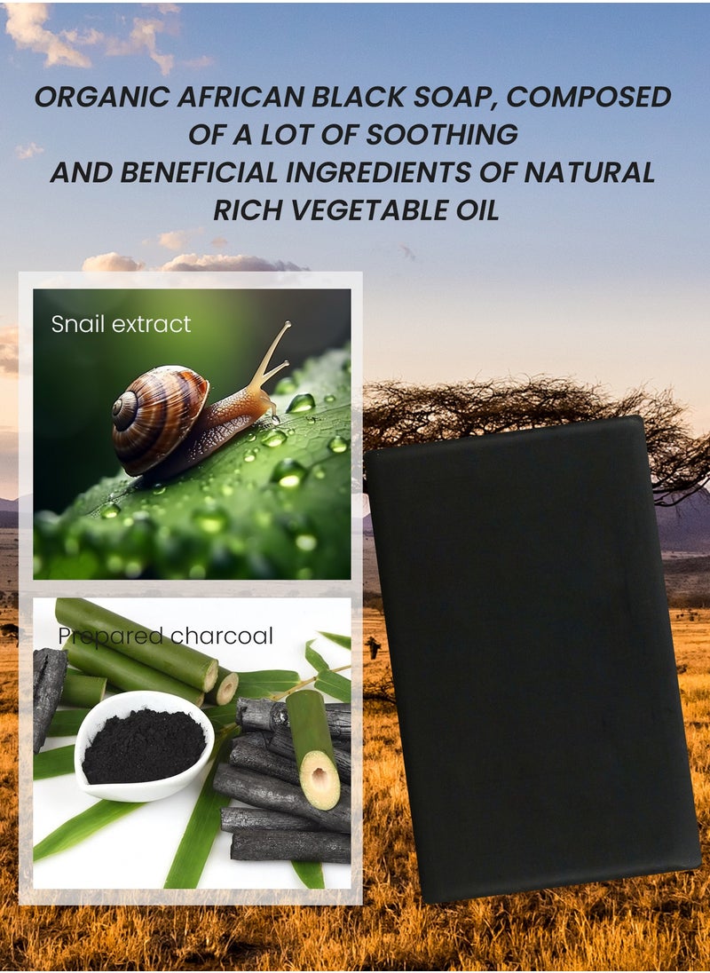 RUKYU - Organic African Black Soap, African Bamboo Charcoal Black Soap, Handmade Soap , Bath Soap for Body Cleansing, Hand and Face Washing (100gram) - Image 1