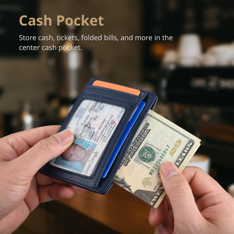 Buffway محفظة جلدية رفيعة وعصرية مع حماية من RFID للرجال والنساء - ألاسكا زرقاء - Image 5