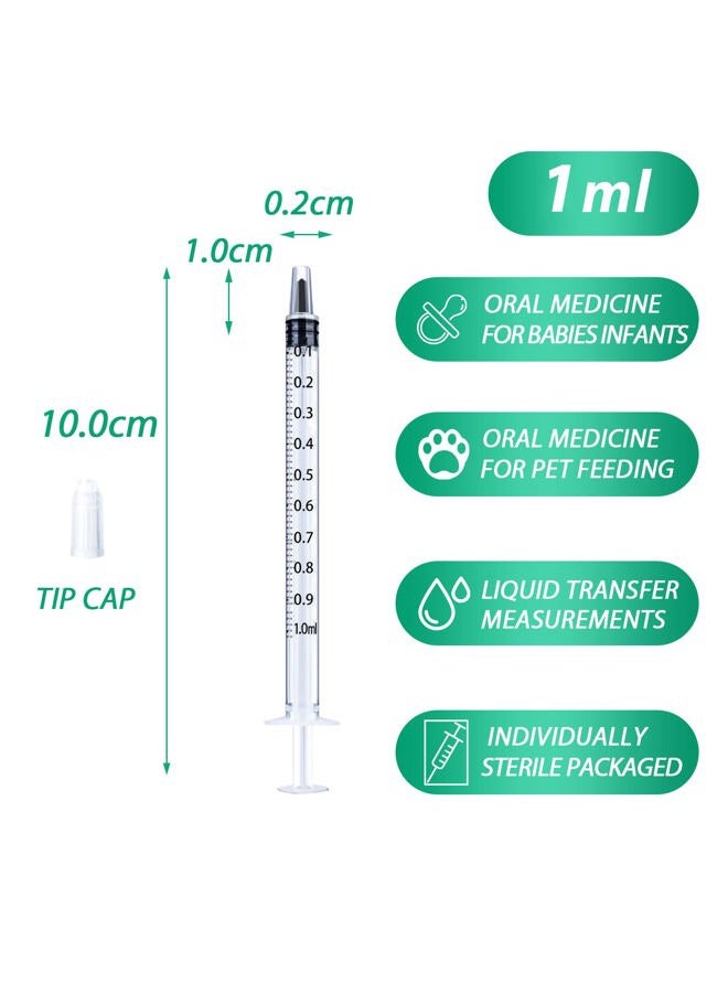 HiMo 1ml Syringe for Liquid, Oral, Scientific Labs, Measurement, Dispensing, with Cap- 10 Pack 1ml Syringes - Image 2