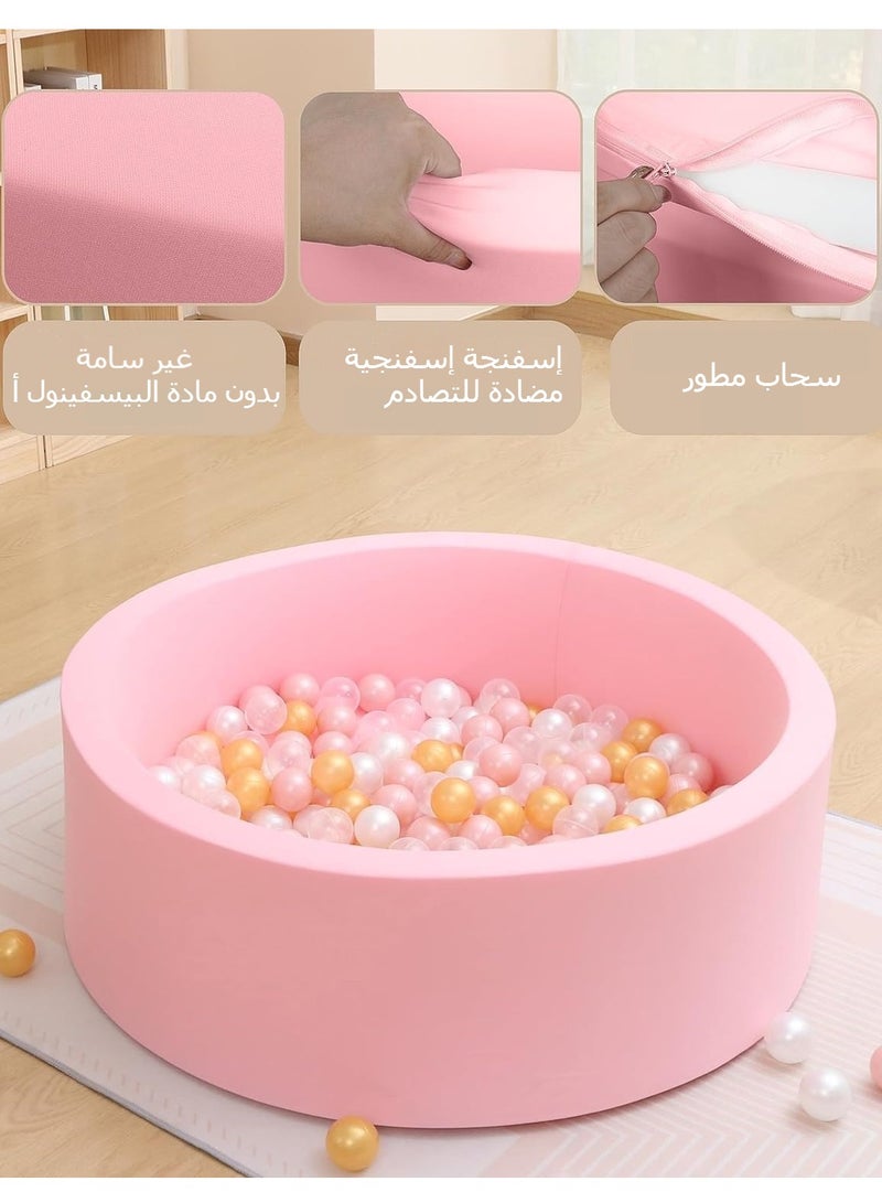 XICEN Baby Ball Pit with 100 Balls, 39.3in x 11.8in Soft Foam Sponge Play Ball Pool for Toddlers, Ideal Gift for Girls and Boys, Suitable for Home UseIndoor and Outdoor Use - Image 2