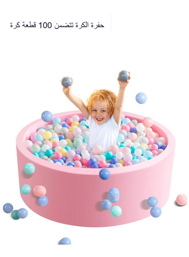 XICEN Baby Ball Pit with 100 Balls, 39.3in x 11.8in Soft Foam Sponge Play Ball Pool for Toddlers, Ideal Gift for Girls and Boys, Suitable for Home UseIndoor and Outdoor Use - Image 1