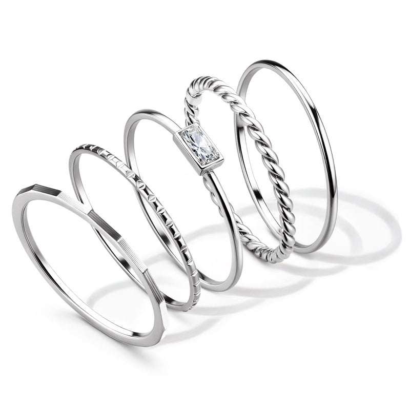 sailimue Gold Stackable Rings for Women Non Tarnish - 14K Gold Plated Waterproof Thin Band Ring Set - 1mm Minimalist Stainless Steel Silver Stacking Dainty Trendy Statement Thumb Rings Size 5-11 - Image 1