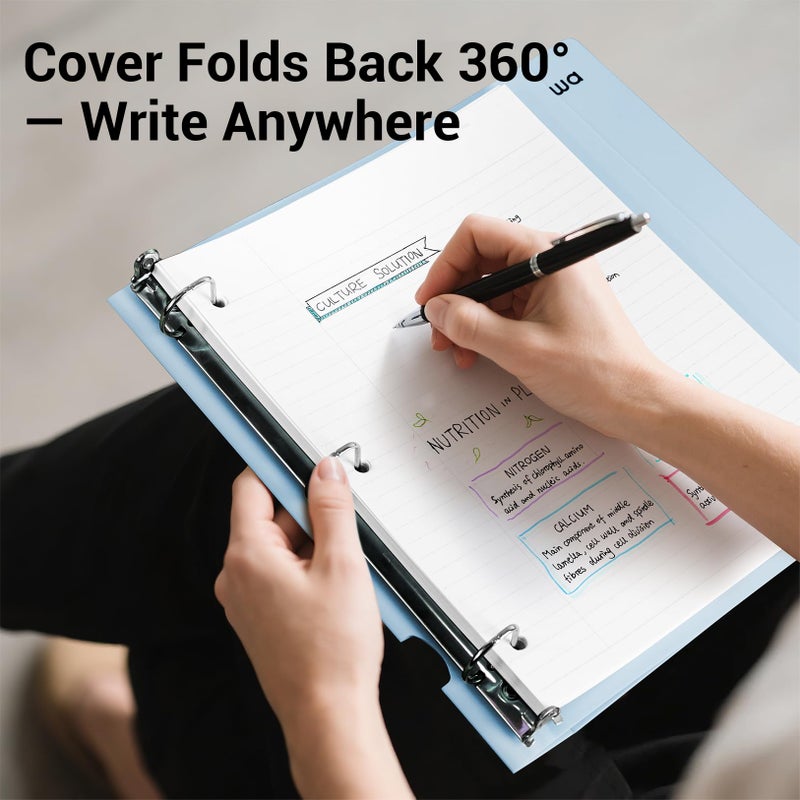 MUKAWA 1 Inch 3 Ring Binder, D-Ring Binder Holds 250 Sheets, PP Cover with Writable Spine Label, Lay-Flat Design, Letter Size 8.5x11, Lightweight for School, Office & Home Organization, 1 Pack, Blue - Image 5