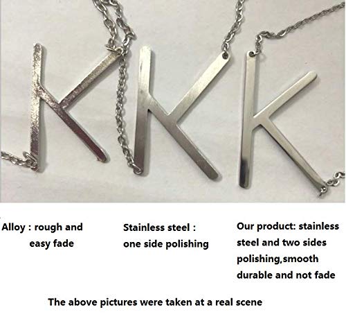 WIGERLON Stainless Steel Initial Letters Necklace for Women Color 18K Silver Plated from A-Z Letter H - Image 3