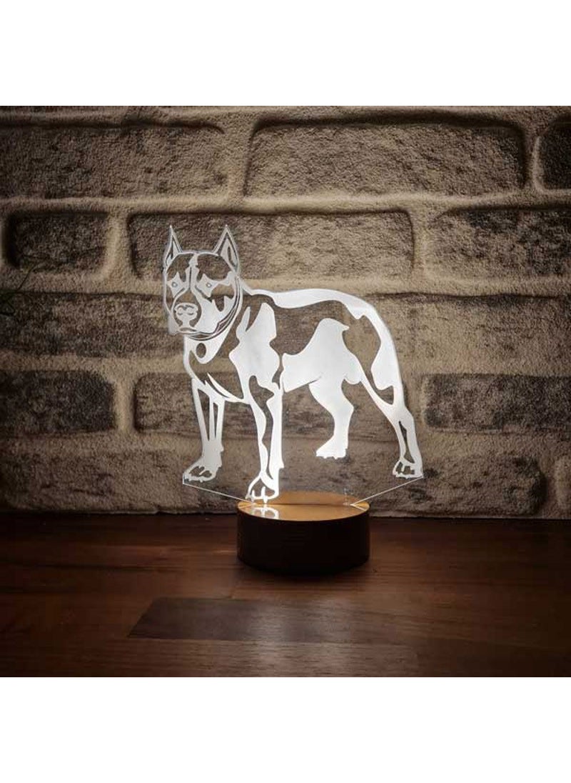 By-Lamp Pitbull Figured Decorative Gift Led Table Lamp | 7 Light Colors | Wooden Base  - Image 1