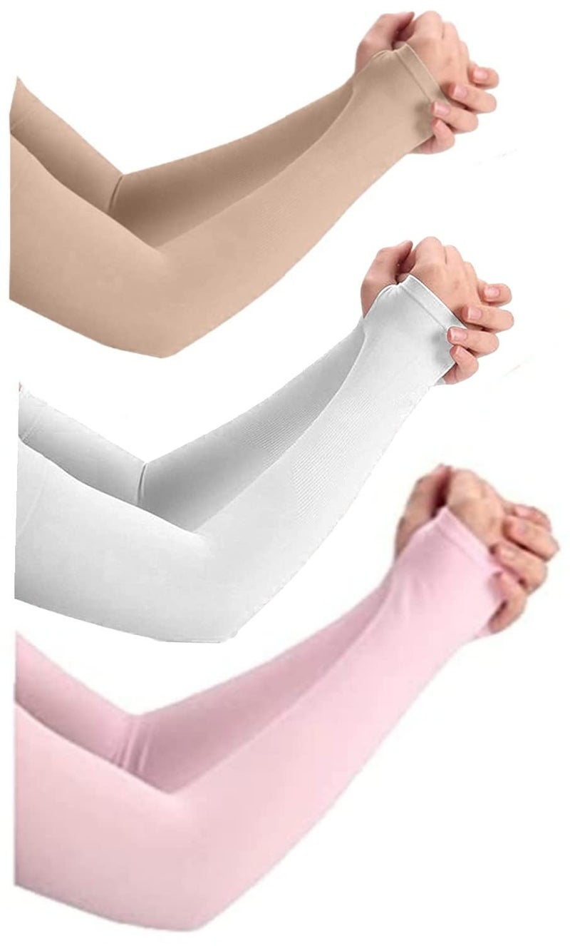 NESVIB 3 Pairs Biker/Sports Full Arm Fingerless Sleeves Gloves for UV, Dust, Summer, Sun Protection for men and Women - Image 1