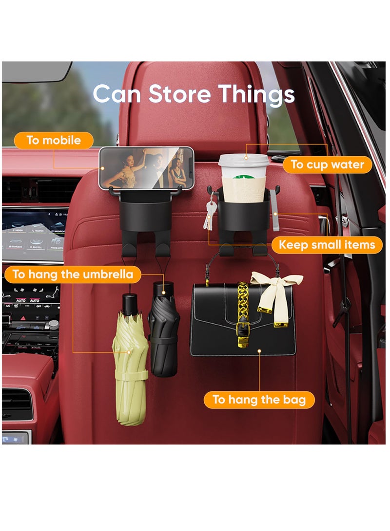 Excefore Multifunctional Hook for Car Seat Back, 4-Pack Car Headrest Cup Holder for Your Car Back Seat, Phone Holder with Hook Car Back Hanging Mount Cup Storage - Image 4