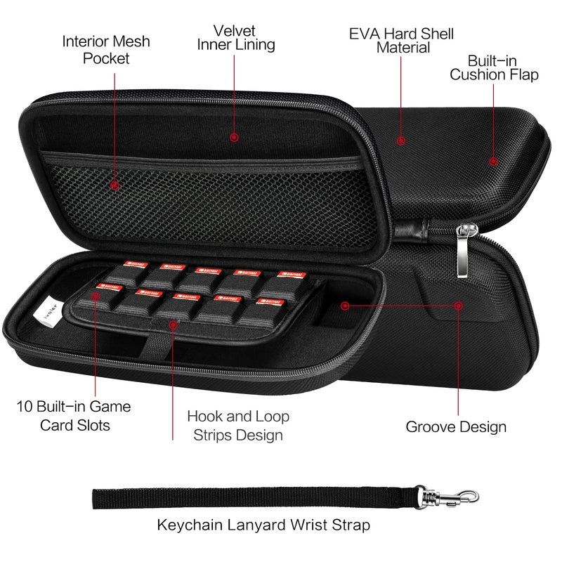 ivoler Charge inside Carrying Case for Nintendo Switch 2 Console 2025, Travel Case with Charging Cable Port, Holds 12 Game Cards Cartridge for Switch 2 Accessoriesâ€“ Black [nintendo_3ds] - Image 4