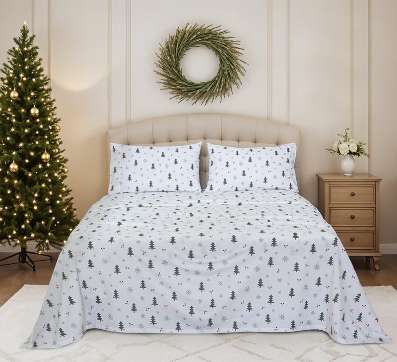 RUVANTI Flannel Sheets Full Size - 100% Cotton Double Brushed Bed Sheets Set, Deep Pockets 16 Inches, All Seasons Breathable & Extra Soft Full Sheets, Warm & Cozy, 4 Piece, Berry & Pine - Image 2