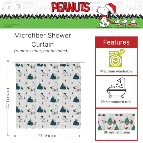 Franco Peanuts Snoopy Puffer Coat Holiday Christmas Bath Microfiber Shower Curtain 72x72 Officially Licensed Product by Franco - Image 3