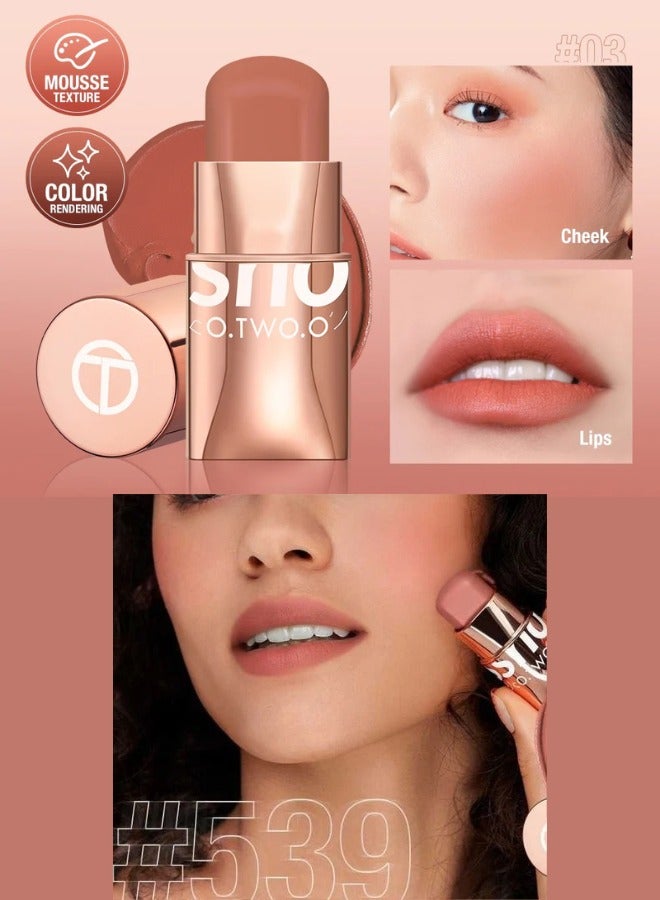 O.TWO.O O TWO O Glow Color Bounce Blush Stick Long Lasting Cream Blusher Makeup Face Cheek Highlighter Lightweight Natural Radiant Soft Pink Peach Red Glow - Image 1