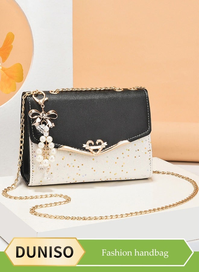 DUNISO Crossbody bag for women,magnetic button shoulder bag，PU leather handbag bag with adjustable shoulder strap,with pendant，suitable for shopping, dating, and work，20*8*14cm  - Image 1