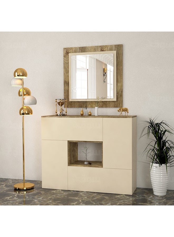 ستايلش هوم طاولة مدخل وخزانة خشبي وبيج - MD01 - Image 2