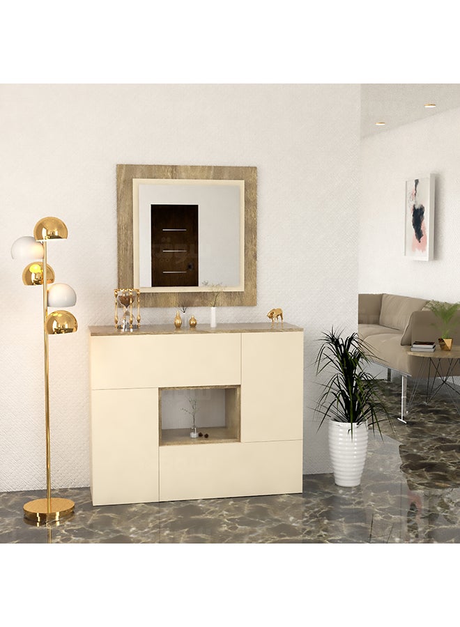 ستايلش هوم طاولة مدخل وخزانة خشبي وبيج - MD01 - Image 1