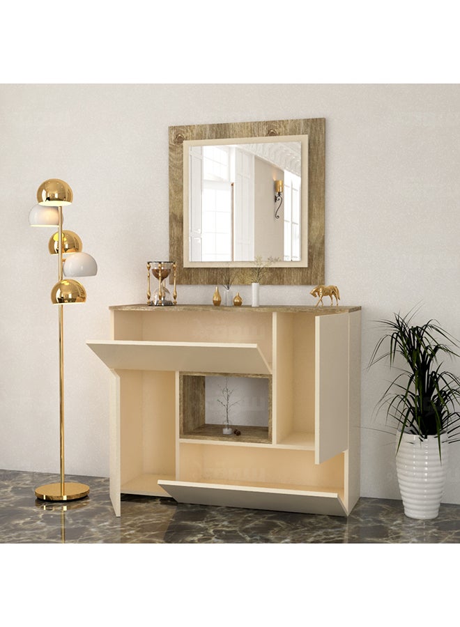 ستايلش هوم طاولة مدخل وخزانة خشبي وبيج - MD01 - Image 3