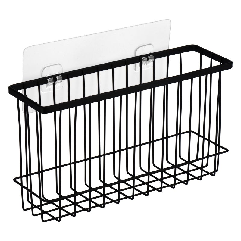 Toplife Wall Door Adhesive Kitchen Wrap Organizer Rack, No Drilling, Black - Image 1