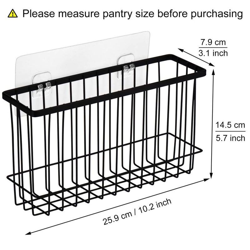 Toplife Wall Door Adhesive Kitchen Wrap Organizer Rack, No Drilling, Black - Image 2