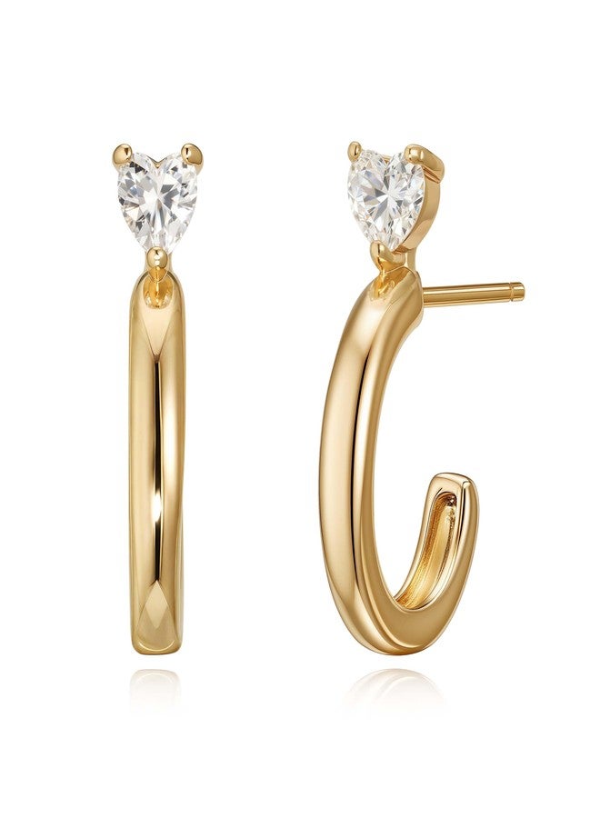 FETTERO Gold Hoop Earrings for Women, 14K Plated Heart CZ Hoops Lightweight Chunky Gold Earrings, Hypoallergenic Gold Earrings for Women Statement Jewelry - Image 1