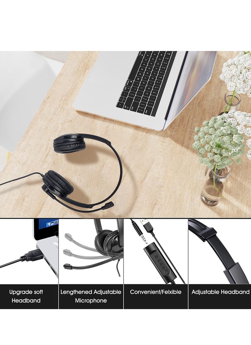 Excefore - Headset,Surround Sound Gaming Headset With Cross-Platform Compatibility, 3.5mm/USB Jack 2-In-1 Computer Headset with Noise Cancelling & Audio Controls for Laptop Tablet - Image 1