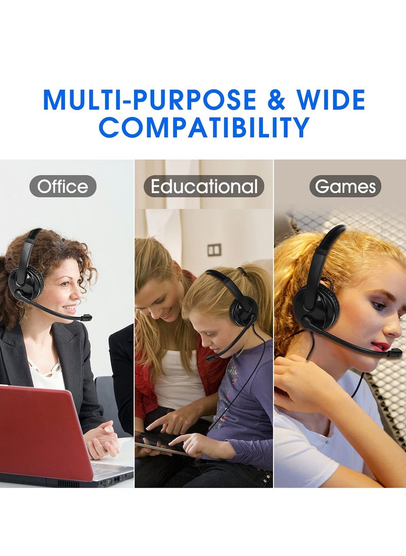Excefore - Headset,Surround Sound Gaming Headset With Cross-Platform Compatibility, 3.5mm/USB Jack 2-In-1 Computer Headset with Noise Cancelling & Audio Controls for Laptop Tablet - Image 1