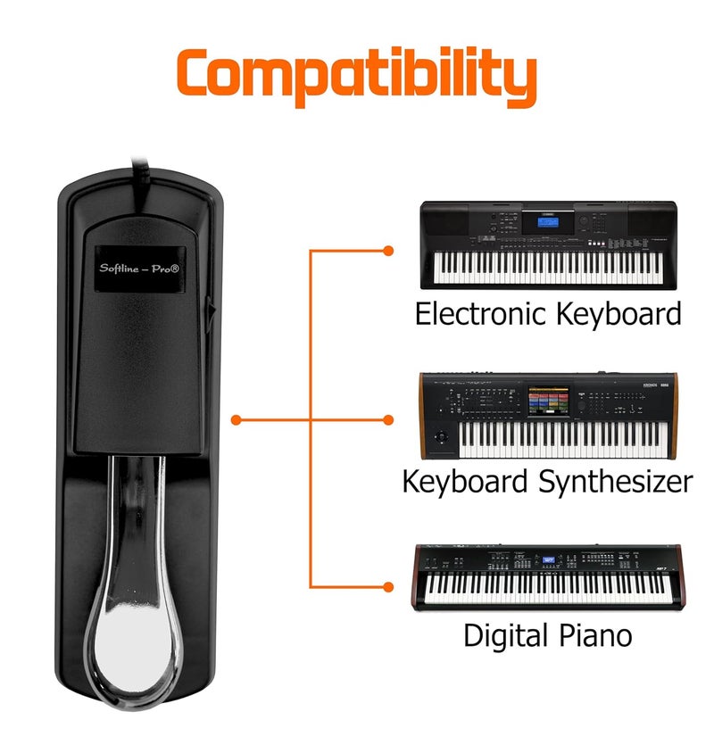 Softline Pro Sustain Pedal for Keyboard, Digital Piano Electronic Keyboard Padel, MIDI Synthesizer, Sturdy Durable, with Polarity Switch (Design-1) (SP 39) - Image 2