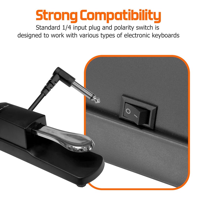 Softline Pro Sustain Pedal for Keyboard, Digital Piano Electronic Keyboard Padel, MIDI Synthesizer, Sturdy Durable, with Polarity Switch (Design-1) (SP 39) - Image 3