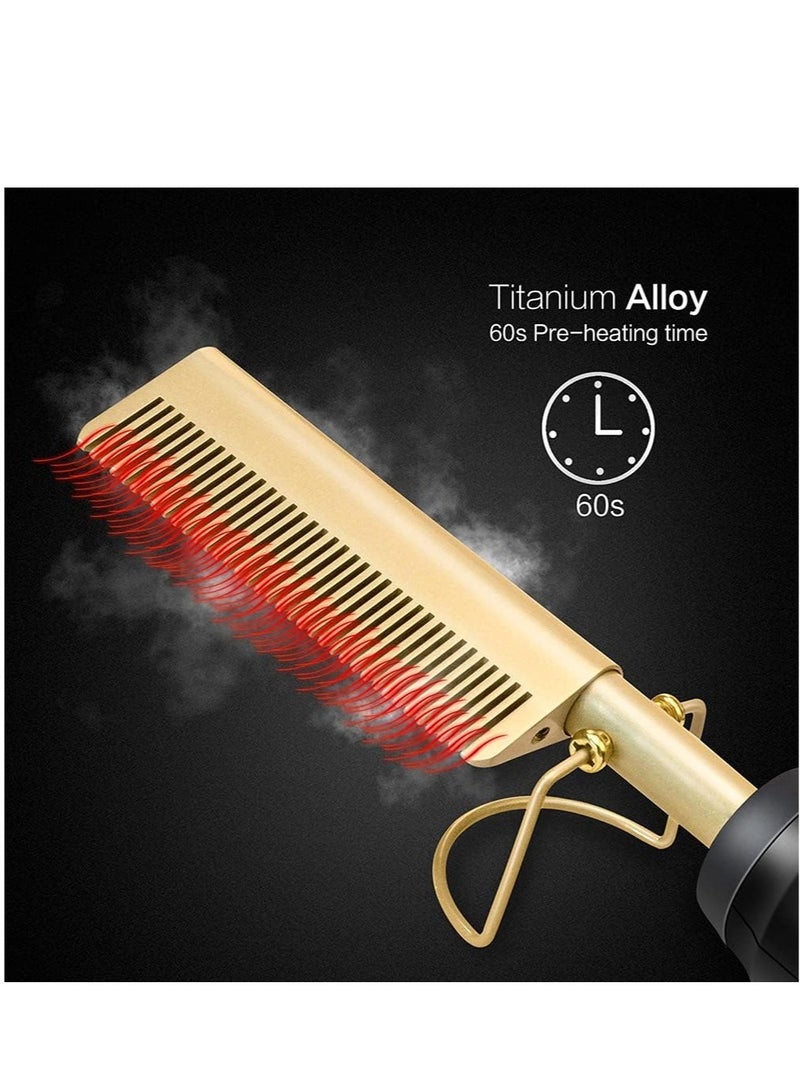 Heating Comb Straightener – Electric Hot Comb Flat Iron Hair Straightening Brush with Smoothing Iron - Image 2