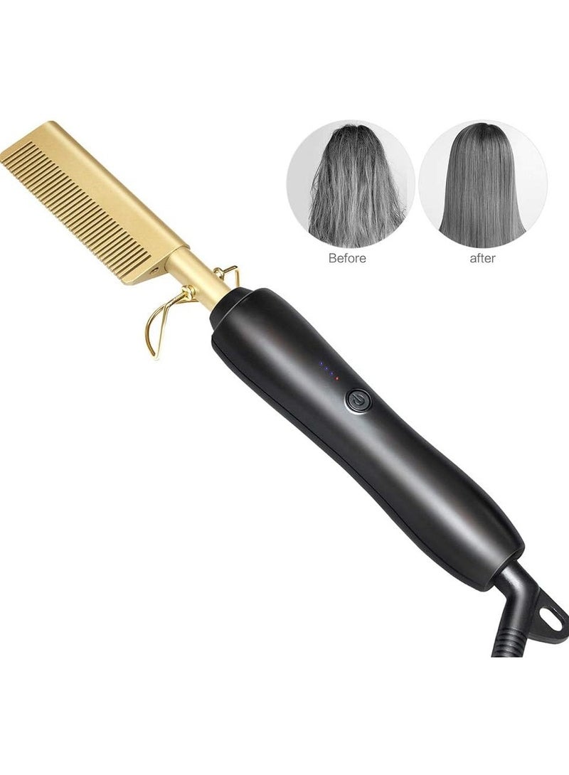 Heating Comb Straightener – Electric Hot Comb Flat Iron Hair Straightening Brush with Smoothing Iron - Image 5